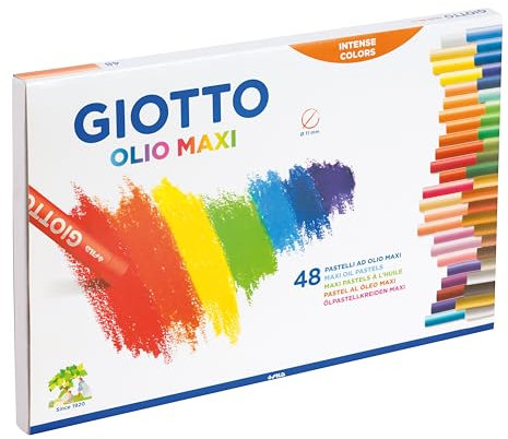 GIOTTO Olio Maxi Oil Pastel Set for Children, 48 Assorted Colours, Large Kids Artist Pastels, For Home and Schools
