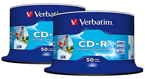 Verbatim CD-R 700MB Super AZO Wide-Printable, 2x50er-Spindel