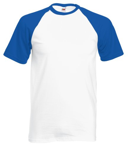 Fruit of the Loom Mens Short Sleeve Baseball T-Shirt (XL) (White/Royal Blue)