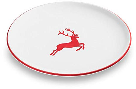 GMUNDNER KERAMIK Speiseteller, Durchmesser: 25 cm, Rubinroter Hirsch, handgemachte Keramik aus Österreich