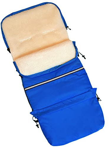 Baby-Joy Winterfußsack FINN XXL 110cm Lammwolle/Polyester THERMOFUßSACK Buggy Kinderwagen | 3in1 Fußsack, Tasche, Krabbeldecke 13 Blau
