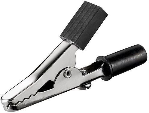 CABLEPELADO Pinza de cocodrilo | Pinza de prueba | Pinza eléctrica | con manguitos aislados | Apto para conexiones eléctricas | Longitud total de 34mm | Color Negro | 1 unidad