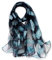 YFZYT Organza-Schal für Damen mit Feder Stickerei Muster/Elegantes Accessoire für Frauen/Organza-Schal/Halstuch/Schulter-Tuch/Schal Chiffon Stola Scarves - Wasserblaue Blätter
