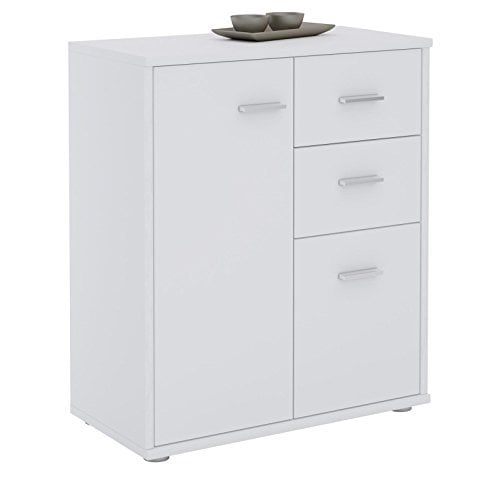 IDIMEX Buffet Salle à Manger Remy L 60 cm Blanc avec 2 Portes et 2 tiroirs, bahut Bas, Meuble de Rangement Style Moderne, Commode vaisselier 60 x 70 x 30 cm