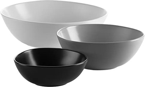 Mäser 931240 Glendale, Plates, Dessert Plates, Dinner Plates, Set of 6 Porcelain Soup Bowls – for Two Set of Bowls Black/White/Grey