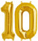 FUNXGO® Folienballon Zahl 10 Gold - Riesenzahl Ballon ca.100 cm - fliegt mit Helium - 10 geburtstag luftballon - Deko zum Geburtstage, Party, Hochzeiten - Ballon 10 Gold