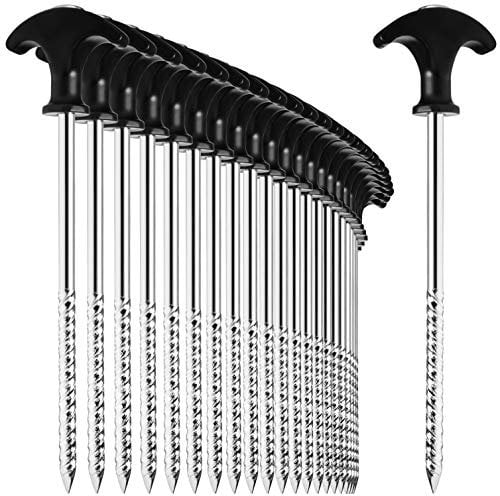 COM-FOUR® 24x piquets de Tente en Acier - piquets de Sol Robustes avec Filetage pour Le Camping et l'extérieur - idéaux pour Les sols normaux et durs avec Une poignée en T 0170x7mm