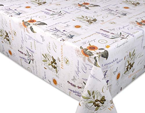 BEAUTEX Wachstuchtischdecke Provence eckig 140x260 abwaschbar Outdoor | wasserundurchlässig, pflegeleicht, strapazierfähig, zuschneidbar, langlebige Qualität, ideal für Esszimmer, Balkon und Garten