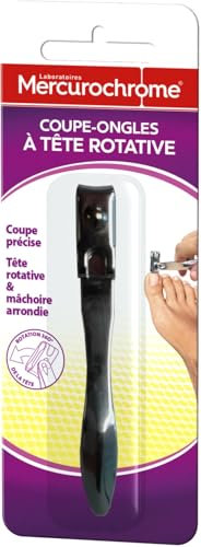 Mercurochrome Coupe Ongles à Tête Rotative Acier Inoxydable Noir Moderne