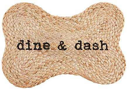 Mud Pie Jute Dog Bowl Mat, Dine Dash