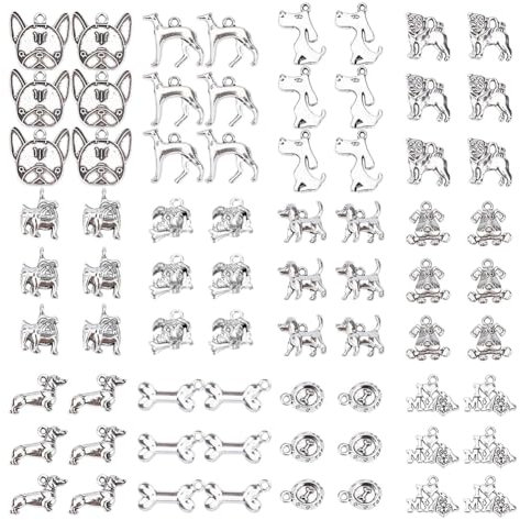 SUNNYCLUE 72 Stück 12 Stile Tibetische Legierung Tiere Hunde Charms Anhänger Haustier Hündchen Perlen Charms Mit Loch Für DIY Armband Halskette Schmuckherstellung, Antik Silber Farbe