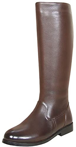 hongrenamz Herren-Reitstiefel, Leder, Outdoor, britischer Stil, kniehoch, breite Wade, Reitschuhe, Rittermode, lange Stiefel (Farbe: Braun, Größe: 40)