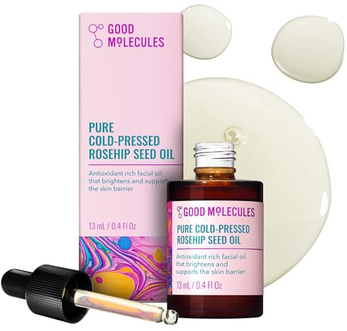 Good Molecules Pure Cold-Pressed Rosehip Seed Oil - 100% Natural Rose Hip Oil Light Weight Face Moisturizer for Anti-Aging, and Plumping - Hydrating Facial Skin Care