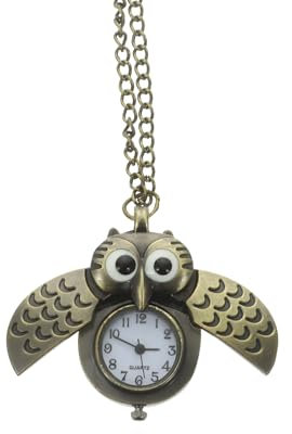 iplusmile Halloween Vintage Taschenuhr für Herren, Halskette Uhren, Taschenuhr mit Kette, Antik Kettenuhr Eule Bronze Quarzuhr für Herren Vater Opa Geburtstag Jahrestag