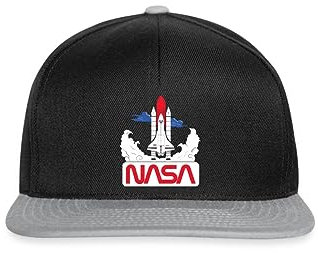 Spreadshirt NASA Space Shuttle Start Grafik Snapback Cap, One Size, Schwarz/Grau