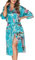 Lovasy Peignoir Satin Femme Robes de Chambre et Kimonos de Mariée Robes de Chambre Soie Court Kimono Col V avec Ceinture,Lac Bleu,M