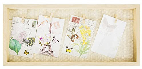 BESCH Marco de Foto en Portafoto Múltiple con Pinzas para 4 Fotos y de Madera para Pared en formato Collage (Madera, 52x23cm)