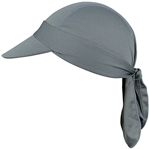 FRSOHEWIN Bandana Cycling Cap Unterziehmütze Kopfbedeckung Mit Schirm Leichte Sommer Mütze Atmungsaktiv Pirat Kappe für Bikertuch Segeln Wandern Gartenarbeiten Herren Damen Grau