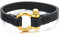 COOLSTEELANDBEYOND Gold Schraube Anker Damen Herren Schwarz Leder Armband, Nautisch Matrose Wickeln Strap Schweissband