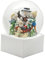 Schneekugel Weihnacht Stimmung | Schneemann Bauen Winterszene auf Sockel weiß, Pure-Line | Durchmesser 100mm | Schüttelkugel | 20306