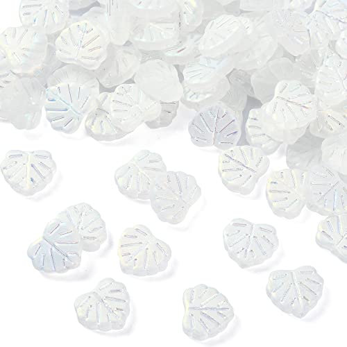 LiQunSweet 100 piezas de cristal checo esmerilado abalorios de cristal hoja espaciador de cuentas para headwears joyería fabricación - 11 x 13 mm