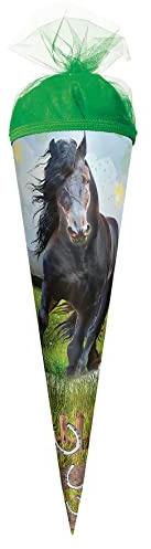 ROTH Geschenk-Schultüte klein Power Horse 50 cm - rund Tüllverschluss - Zuckertüte Schulanfang