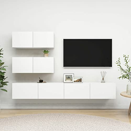 Chusui 4-TLG. TV-Schrank-Set, Wohnwand Wohnzimmer, Tv-möbel & Phonomöbel, Zimmer Möbel, Wandschrank, Wohnzimmer Möbel Modern, Weiß Spanplatte