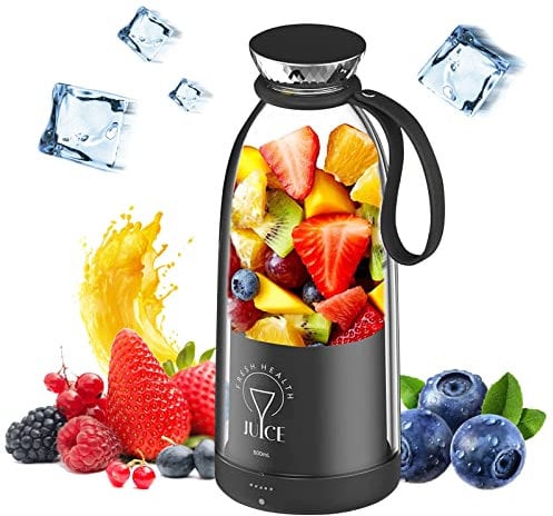 Batidora Portatil, 500ml Licuadora, USB Recargable Mini Licuadora Portatil Multifuncional, con 6 Cuchillas, Licuadoras para Zumos y Batidos para Viajes, Oficina, Camping
