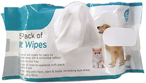 Truoli Pet Wet Wipes Dog Cat All Purpose Cleaning Antibacterial Wipe Fragrance and Alcohol Free. (1 Pack (50 Wipes))