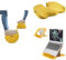 Set Leitz Schreibtisch-Fußstütze + Sitzkissen + Laptopständer, ideal im Home Office, reduzieren Nacken- & Rückenschmerzen, Schaumstoff mit Stoffbezug, IGR-zertifiziert, Ergo Cosy Serie, Warmes Gelb