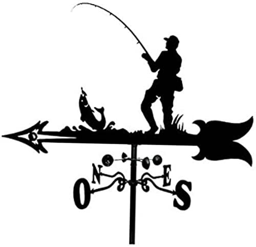 Wetterfahne, Wetterfahne für Angler, Windrichtungsanzeiger aus Eisen, Wetterhahn aus Edelstahl, professionelles Messwerkzeug, Scheunenhof, Bauernhof, Gartenpfahl im Freien, Kunsthandwerk für