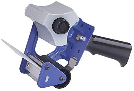 Blue, Tape Dispenser Gun - Fits 50mm (2) Wide Adhesive Tapes - Hand Held with Easy Pistol Grip & Built-in Brake - Ideal for Industrial, Office or Home Use, General Packaging, Parcel Packing & Sealing