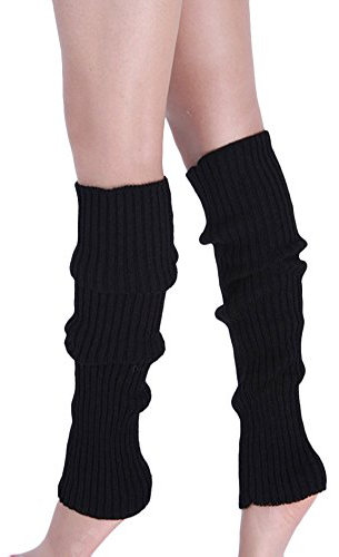Mobanna Damen Winter Stricken Stulpen Beinsocken Herbst Winter Wolle Beinsocken Schwarz Weiß Elastische Beinhandschuhe 40cm Strümpfe Geeignet für Herbst und Winter