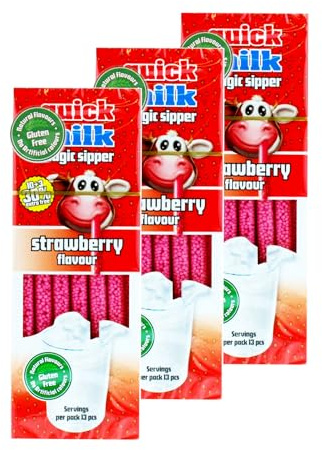 Dr Moo Strawberry Quick Milk Magic Sipper Straws 3 x 13 Pack (39 Straws)