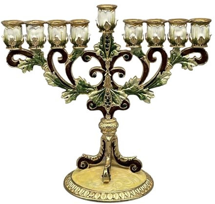Folpus 9 Zweige Kerzenhalter Ornament Candelabrum Tabletop Chanukka Menorah