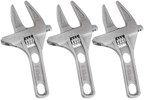 SEUNMUK 3 Pcs 6-68mm Adjustable Spanner Wrench, Opening Wide Jaw Spanners with Short Handle, Aluminum Alloy Ultra-Thin Shifting Spanner Plumbing Wrench for Bathroom Washbasin