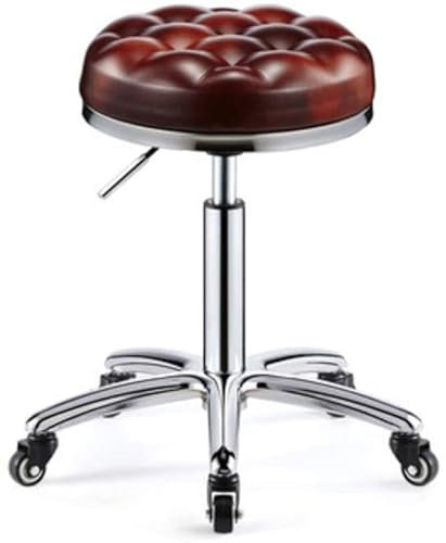 AVIMYA Hocker auf Rädern, Beauty-Hocker, Friseurstuhl, Friseursalon-Stuhl, Hocker, Beauty-Nagelhocker, Rot (Farbe: Dunkelrot) ShaoSu