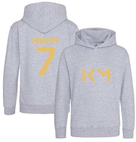 BlackMacaw Kylian Mbappe inspirierter Fußball-Kapuzenpullover für Kinder, Fußball-Set für Jungen und Mädchen, Match-Fußball-Kapuzenpullover, langärmelige Kapuze mit Tasche, Mbappe-Unterstützung