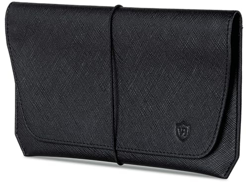 VON HEESEN Leder Reisepasshülle mit RFID-Schutz - Passport-Hülle aus echtem Leder - Reisepass-Organizer für stilbewusste Damen & Herren in Saffiano Schwarz