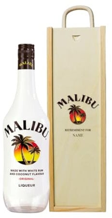 Personalised Malibu Original Coconut White Rum Gift Set - 70cl (21% ABV) - Rum Gifts For Men, Alcohol Drinks For Her, Christmas, Birthday's, Father's Day and anniversaries