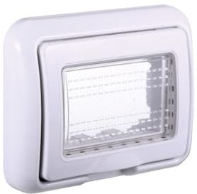 Placca con Coperchio, Supporto Stango Idrobox IP55, Compatibile con Bticino Living Light, Coperchio Modulo Cassetta (3 Posti/Moduli,Bianco)