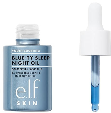 e.l.f. SKIN Youth Boosting Blue-ty Sleep Night Oil, Sanftes Nacht-Öl Fürs Gesicht, Nährt Die Haut, Leichte Formel, Vegan & Tierversuchsfrei