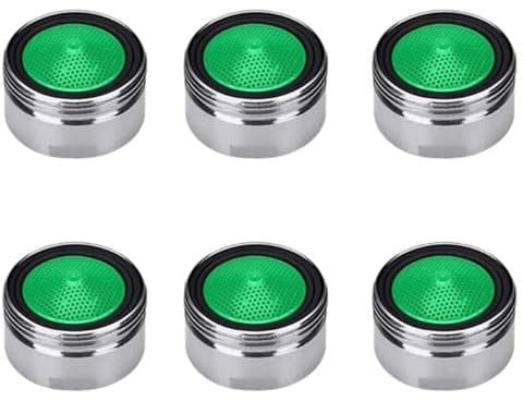 6 Pack Water Saver Spout Filter Mesh Tap Head Faucet Aerator Replacement Parts Insert Nozzle DIY Kitchen Bathroom Shower Sink Basi 20mmn Tool Regulator Flow Silver 20mm Male Threa