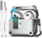R-fun Compatible con AirPods 3ª Generación 2021 Funda de Carga, Protección Total contra caídas Auto Pop-Up Tapa Compatible con Apple Airpods 3 Gen Funda con Kit de Limpieza y Llavero,Plata
