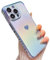 ZTOFERA Compatible with iPhone 15 Pro (6.1) Case for Girls Women, Luxury Fluorescent Matte Silicone Case with Cute Love Heart Pattern Plated Rim Shockproof Cover, Iridescent Sierra Blue
