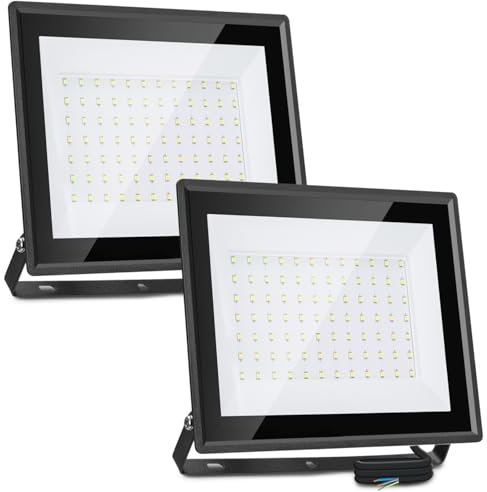 Aigostar Foco LED Exterior 70W 6100LM, Proyector Impermeable IP65, 84 LEDs, 6500K Blanco Frío para Garaje, Jardín, Patio, Parque - 2 Unidades