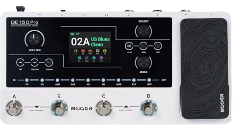 MOOER GE150 Pro Guitar Amp Modelling Multi Effects, Reverb, Delay, Looper Drum with 4 Footswiches, Expression Pedal, USB OTG Live Recording, MNRS GNR and GIR Loader