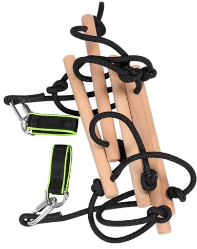 TOYANDONA 1 Satz Klettersportspielzeug Baumleiter-Spielzeug Strickleiter für Kinder Holz Schaukel Leiter Kinder Kletterleiter mit Seil Kletterseil Schaukel Kletterseilleiter Kind Polyester