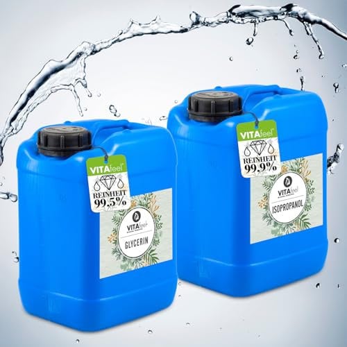 Glycerin 5L + Isopropanol 5L im Kansiter - 99,5% reines pflanzliches Glyzerin | 99,9% Isopropylalkohol - Reinigungslösungsmittel