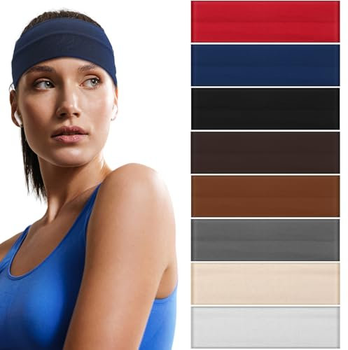 Halinuia Stirnband Damen Sport Antirutsch 8 Stück Elastisch Headband Damen Weiches Stirnbänder Unisex Hair Band Schweiß-Yoga Haarbänder Sport Workout Laufen Exercise Fitness Gym Haarschmuck